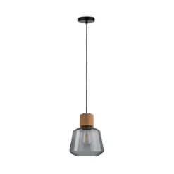 Paulmann No. 79739 Pendelleuchte Neordic Jungle Elia E27 Rauchglas, Kork, Schwarz