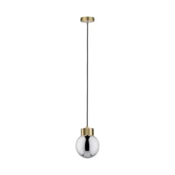 Paulmann No. 79743 Pendelleuchte Neordic Jungle Linja E27 Messing gebürstet, Rauchglas