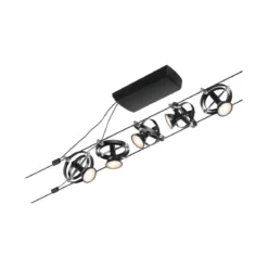 Paulmann No. 94440 Seilsystem Cardan 5 Spots Schwarz ohne Leuchtmittel DC 60VA