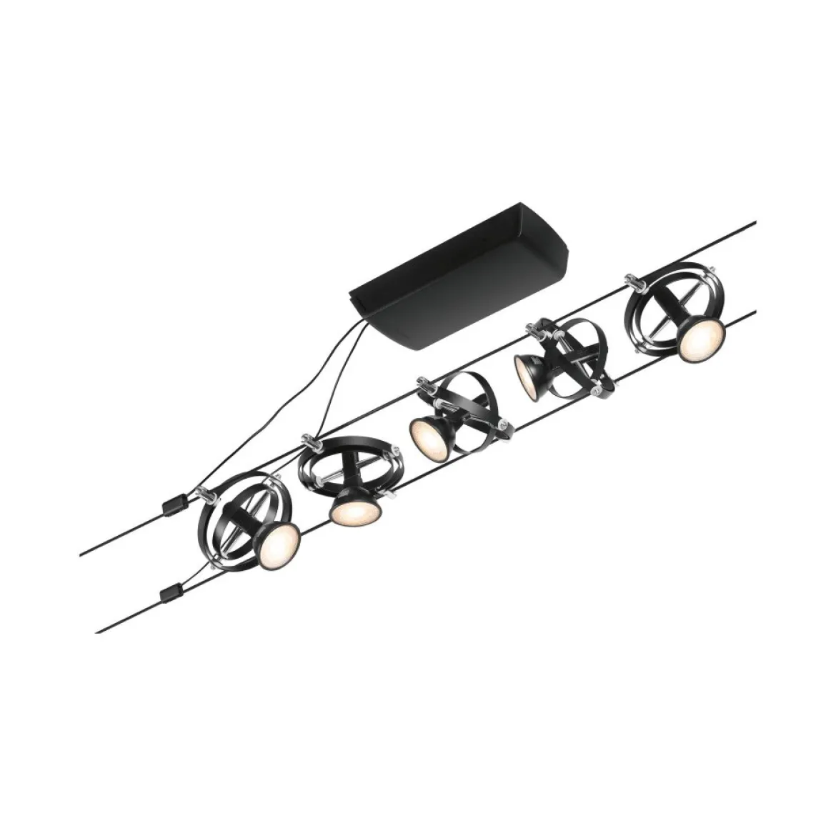 Paulmann No. 94440 Seilsystem Cardan 5 Spots Schwarz ohne Leuchtmittel DC 60VA
