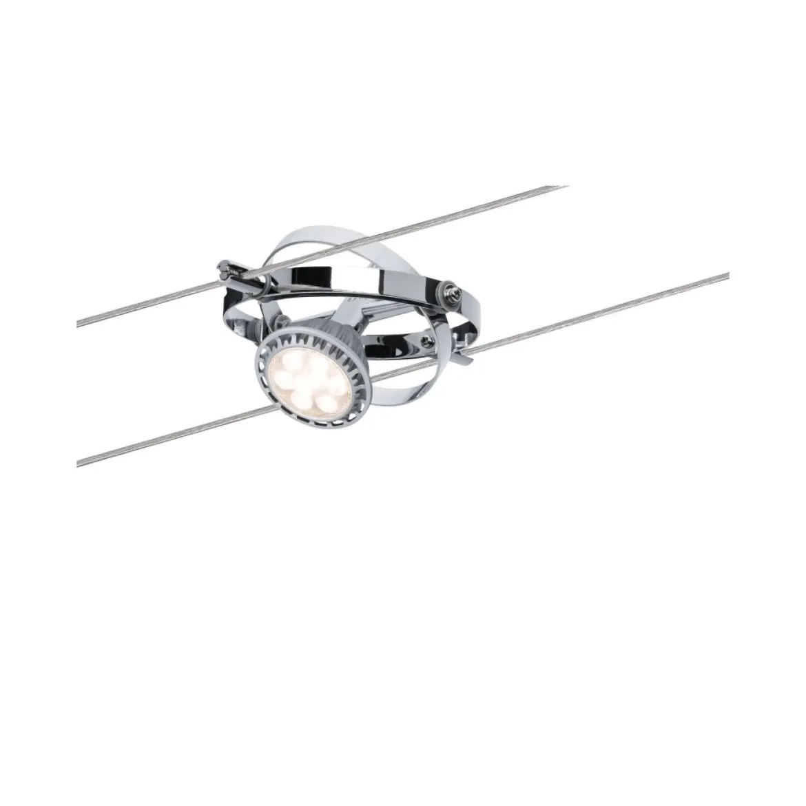 Paulmann No. 94144 Seilsystem Cardan Chrom mit 4 Spots ohne Leuchtmittel, max. 10W GU5,3