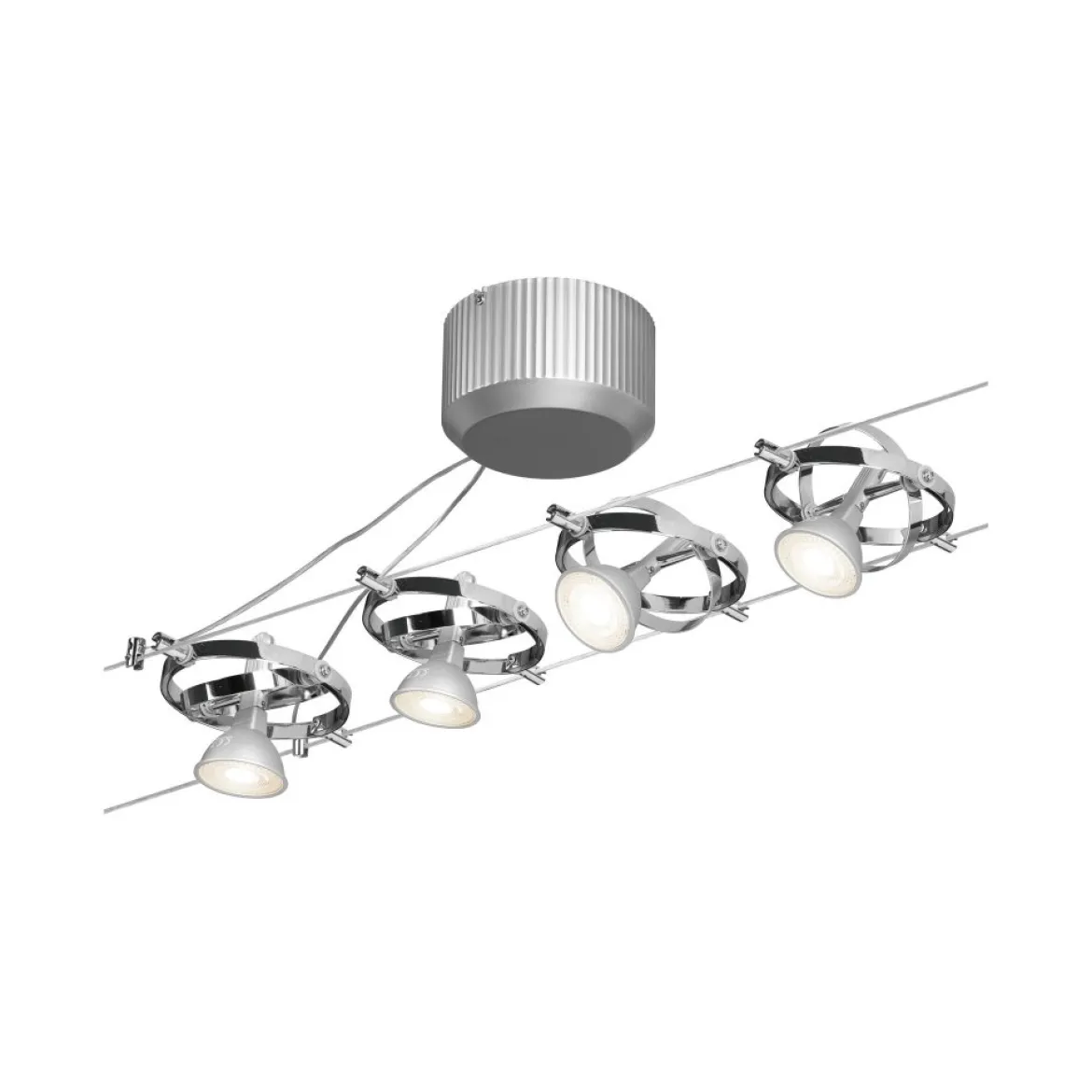 Paulmann No. 94144 Seilsystem Cardan Chrom mit 4 Spots ohne Leuchtmittel, max. 10W GU5,3