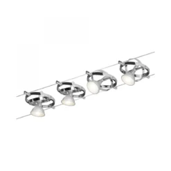 Paulmann No. 94144 Seilsystem Cardan Chrom mit 4 Spots ohne Leuchtmittel, max. 10W GU5,3