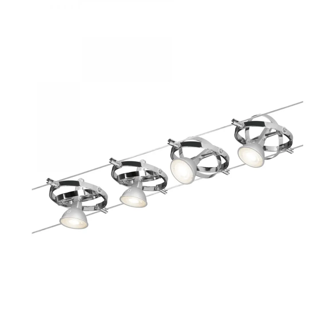 Paulmann No. 94144 Seilsystem Cardan Chrom mit 4 Spots ohne Leuchtmittel, max. 10W GU5,3