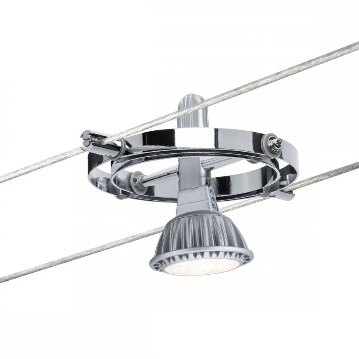 Paulmann No. 94144 Seilsystem Cardan Chrom mit 4 Spots ohne Leuchtmittel, max. 10W GU5,3