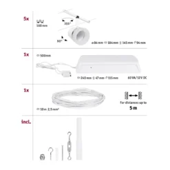 Paulmann No. 94461 Seilsystem Cone Basisset Weiß 5x max.10W DC 60VA