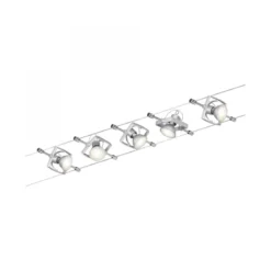 Paulmann No. 94133 Seilsystem Mac II Chrom matt mit 5 Spots ohne Leuchtmittel, max. 10W GU5,3