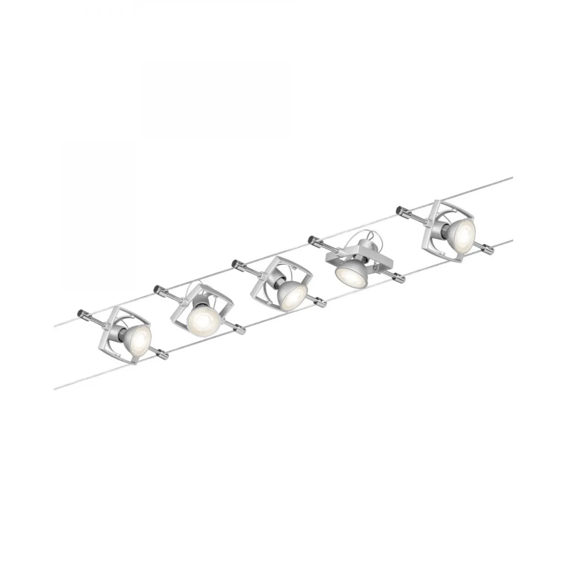 Paulmann No. 94133 Seilsystem Mac II Chrom matt mit 5 Spots ohne Leuchtmittel, max. 10W GU5,3