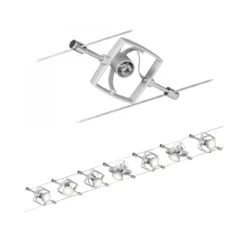 Paulmann No. 94152 Seilsystem Mac II Chrom matt mit 7 Spots ohne Leuchtmittel, max. 10W GU5,3