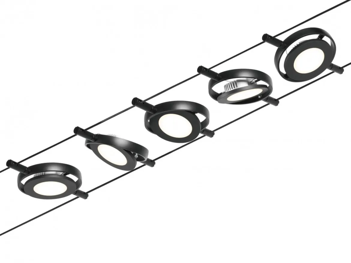Paulmann No. 94418 Seilsystem RoundMac LED 5 Spots Schwarz matt 3000K DC 60VA