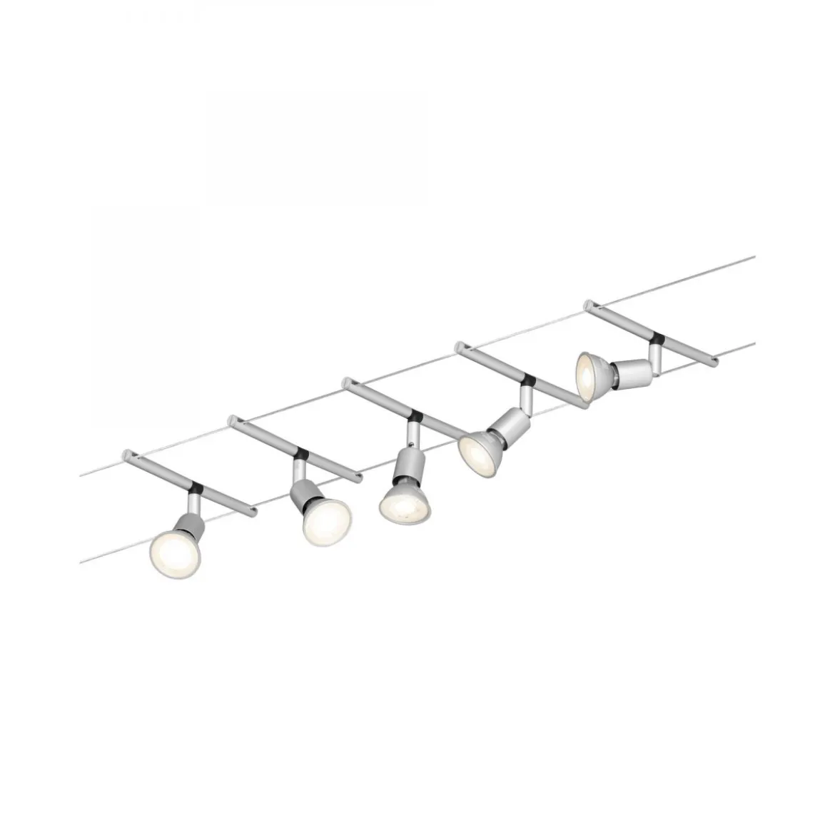 Paulmann No. 94145 Seilsystem Salt Chrom matt mit 5 Spots ohne Leuchtmittel, max. 10W GU5,3