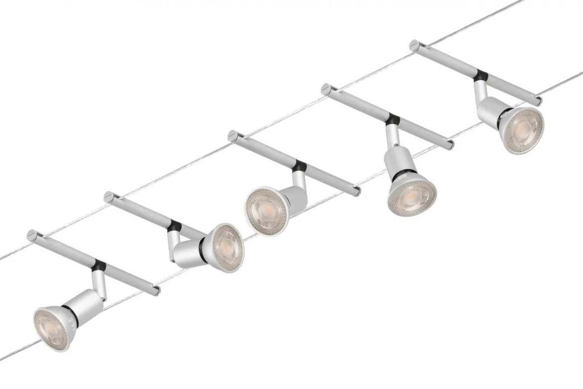 Paulmann No. 94442 Seilsystem Salt 5 Spots Chrom matt ohne Leuchtmittel DC 60VA