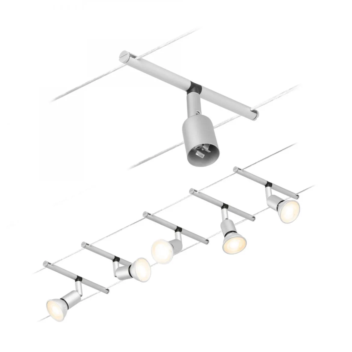 Paulmann No. 94442 Seilsystem Salt 5 Spots Chrom matt ohne Leuchtmittel DC 60VA