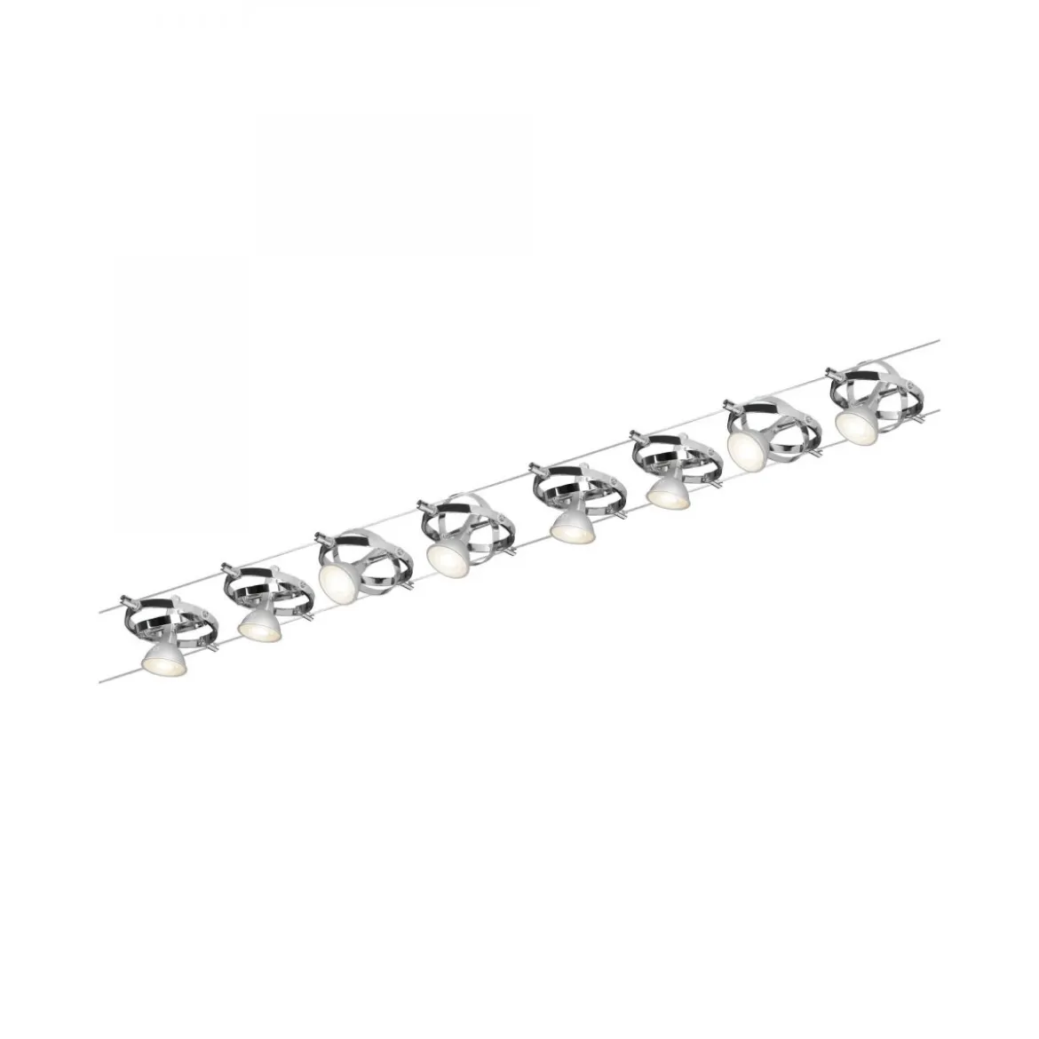 Paulmann No. 94153 Seilsystem-Set LED Cardan 8 Spots Chrom, Chrom matt