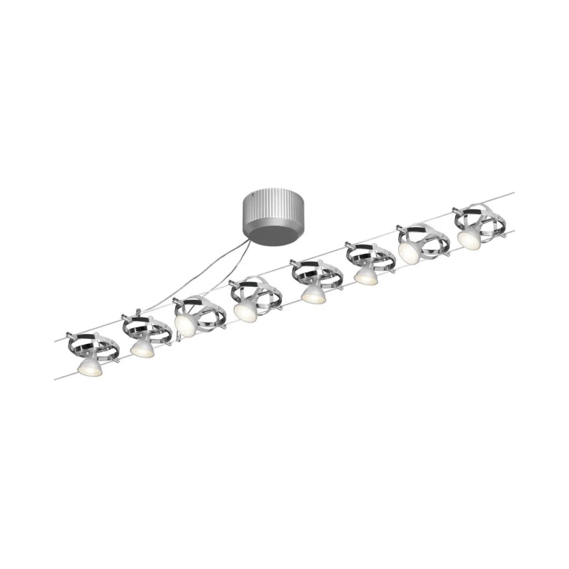 Paulmann No. 94153 Seilsystem-Set LED Cardan 8 Spots Chrom, Chrom matt