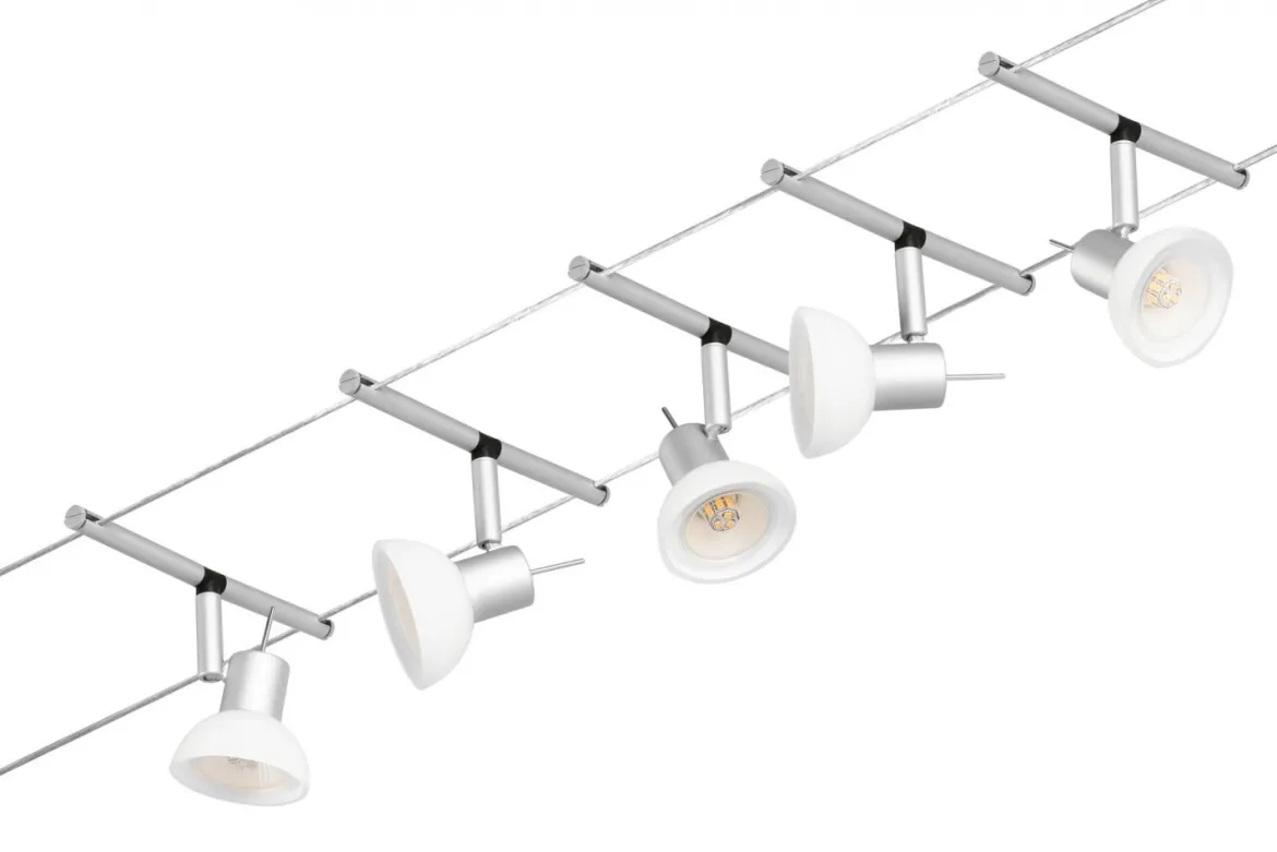Paulmann No. 94448 Seilsystem Sheela 5 Spots Chrom matt ohne Leuchtmittel DC 60VA