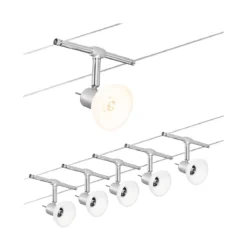 Paulmann No. 94136 Seilsystem Sheela Chrom matt mit 5 Spots ohne Leuchtmittel, max. 10W GU5,3