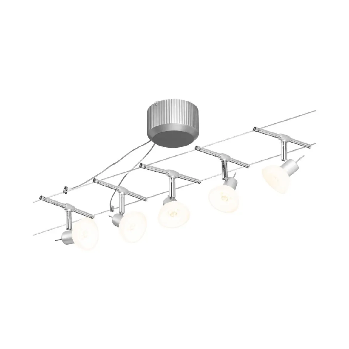 Paulmann No. 94136 Seilsystem Sheela Chrom matt mit 5 Spots ohne Leuchtmittel, max. 10W GU5,3
