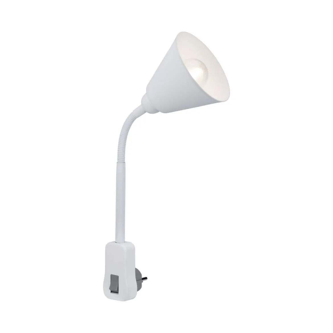 Paulmann No. 95428 Steckerleuchte Junus Flexarm E14 Weiß mit Kippschalter