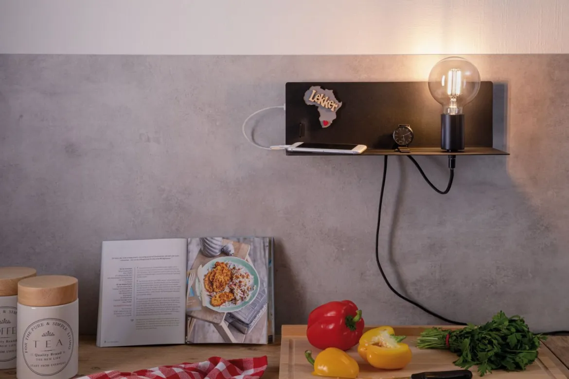 Paulmann No. 78920 Wandleuchte mit Ablage Devara E27 max.40W schwarz