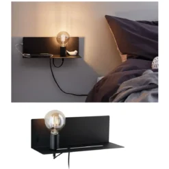 Paulmann No. 78920 Wandleuchte mit Ablage Devara E27 max.40W schwarz