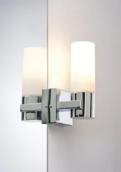 Paulmann No. 70354 Wandleuchten Gemini IP44 40 W 2er Pack Chrom Satin, Metall, Glas
