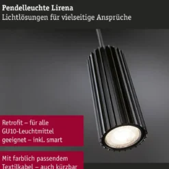 Paulmann 94918 Pendelleuchte Lirena 1-flammig Schwarz GU10 max.10W