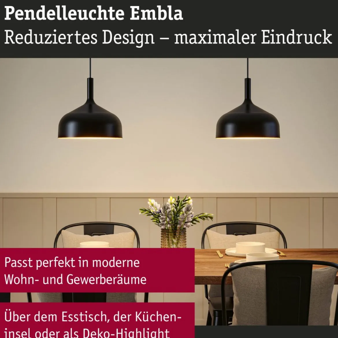 Paulmann 77062 Pendelleuchte Neordic Embla II Schwarz Gold E27
