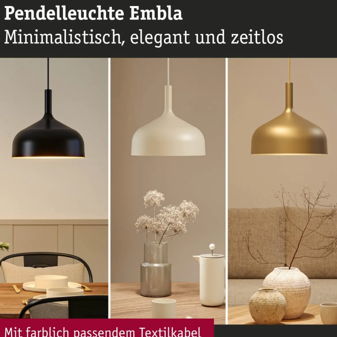 Paulmann 77062 Pendelleuchte Neordic Embla II Schwarz Gold E27