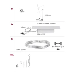 Paulmann 94455 Seilsystem Simple Basisset 3 Spots GU5,3 max. 3x5W Chrom