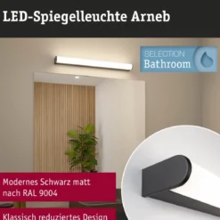 Paulmann 71212 Selection Bathroom LED Wandleuchte Arneb 3000K 230V 12,5W Schwarz