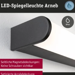 Paulmann 71212 Selection Bathroom LED Wandleuchte Arneb 3000K 230V 12,5W Schwarz