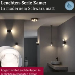 Paulmann 79559 Selection Bathroom LED Wandleuchte Kame 16cm 3000K Schwarz IP44