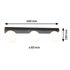 Paulmann 71070 Selection Bathroom Wandleuchte Gove Schwarz Satin 3-flammig G9 IP44
