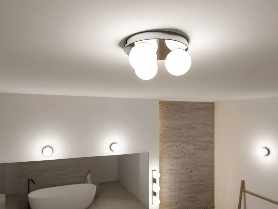 Paulmann 71062 Selection Bathroom Deckenleuchte Gove Chrom Satin 3-flammig G9 IP44