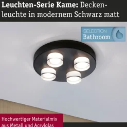 Paulmann 79558 Selection Bathroom LED Deckenleuchte Kame 3000K Schwarz IP44