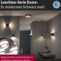 Paulmann 79558 Selection Bathroom LED Deckenleuchte Kame 3000K Schwarz IP44