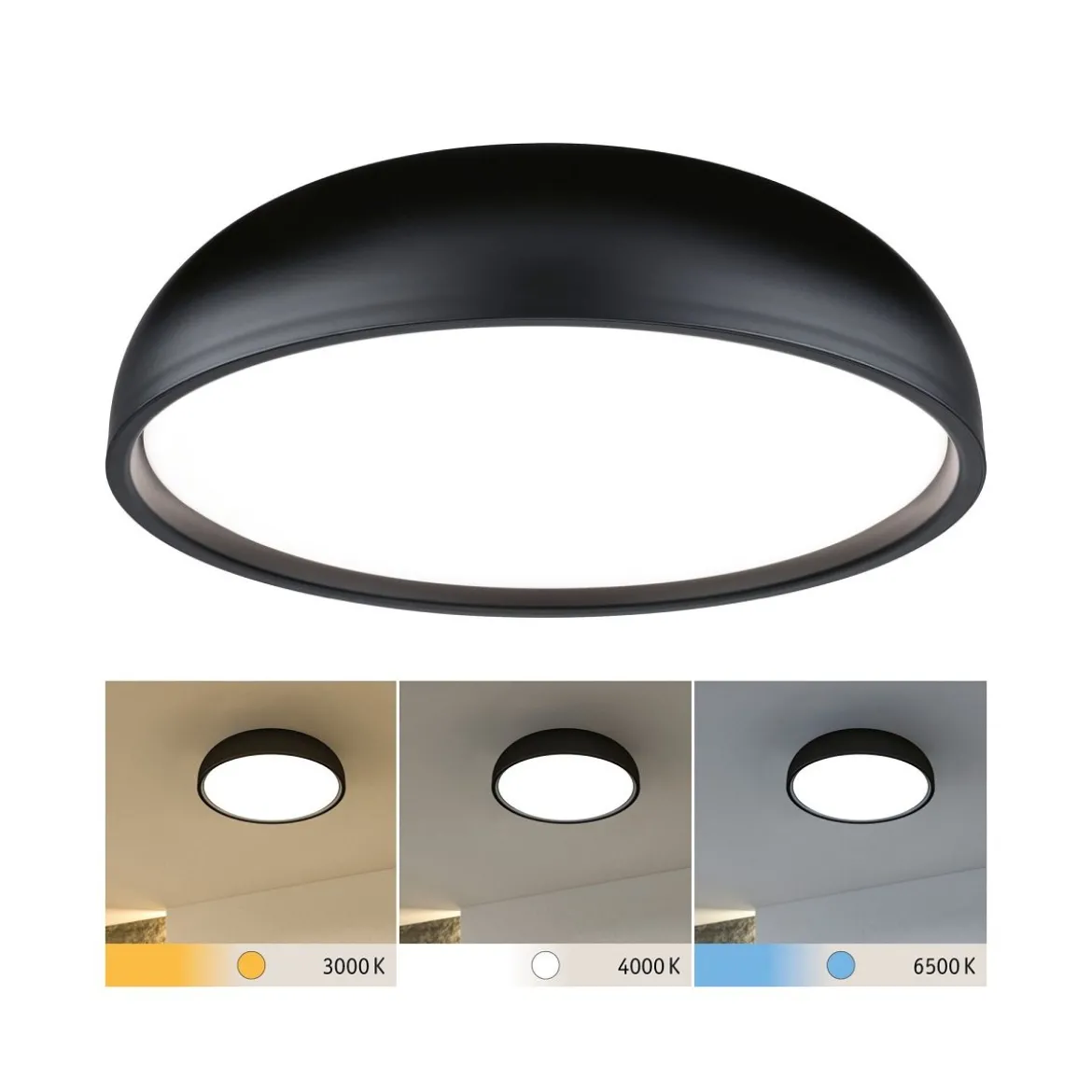 Paulmann 71084 Selection Bathroom LED Deckenleuchte Oka IP44 White Switch Schwarz matt