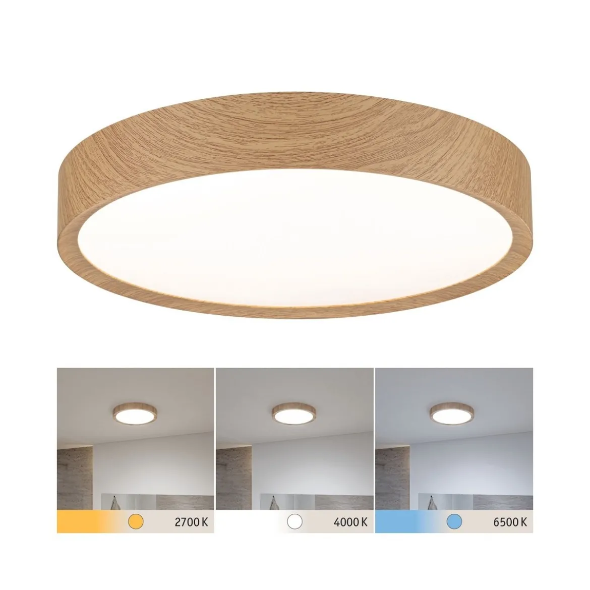 Paulmann 71085 Selection Bathroom LED Deckenleuchte Tega IP44 White Switch Holzoptik
