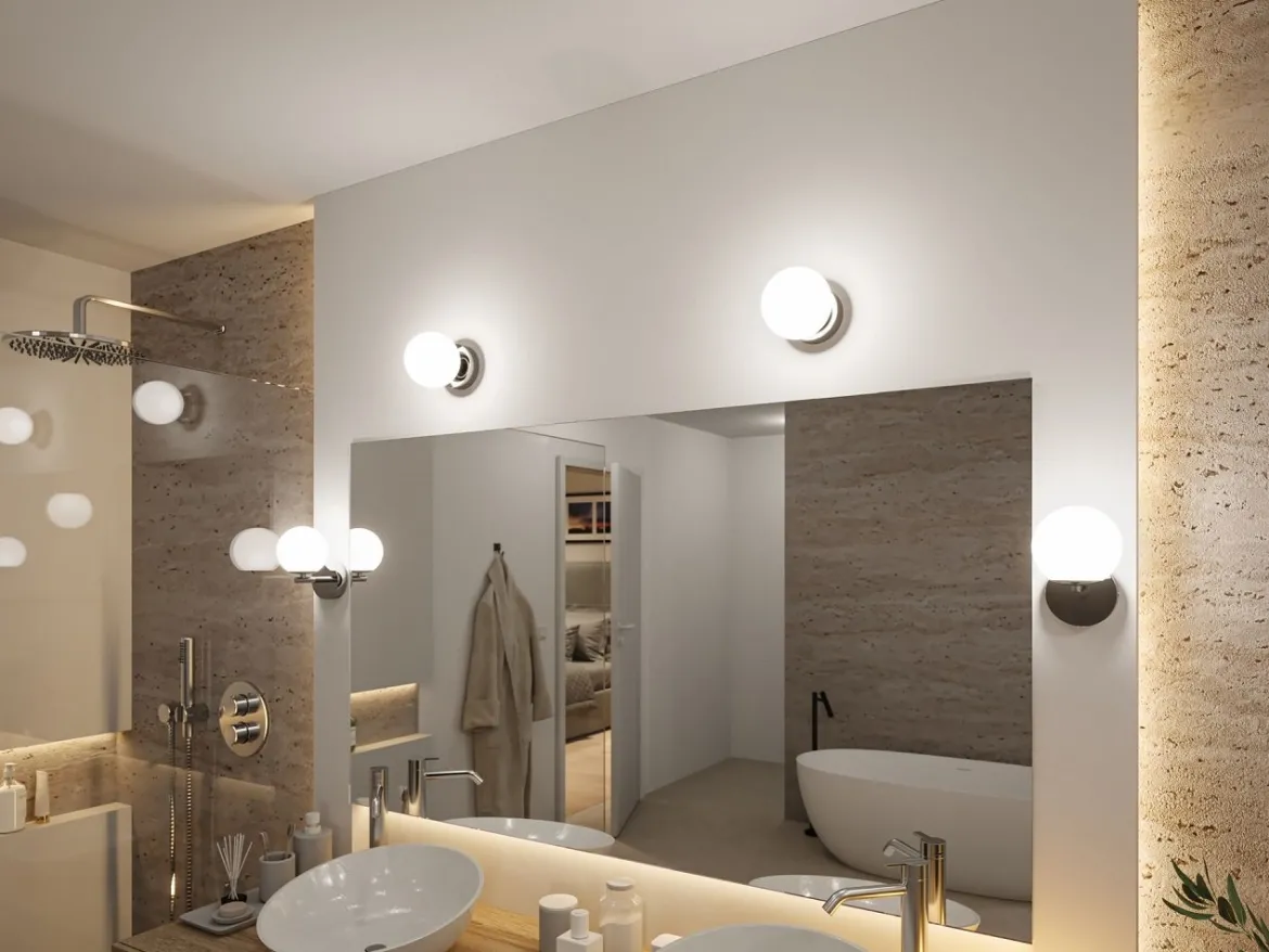Paulmann 71064 Selection Bathroom LED Deckenleuchte Gove 12cm Chrom Satin 3000K IP44