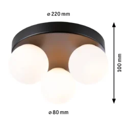 Paulmann 71069 Selection Bathroom Deckenleuchte Gove Schwarz Satin 3-flammig G9 IP44