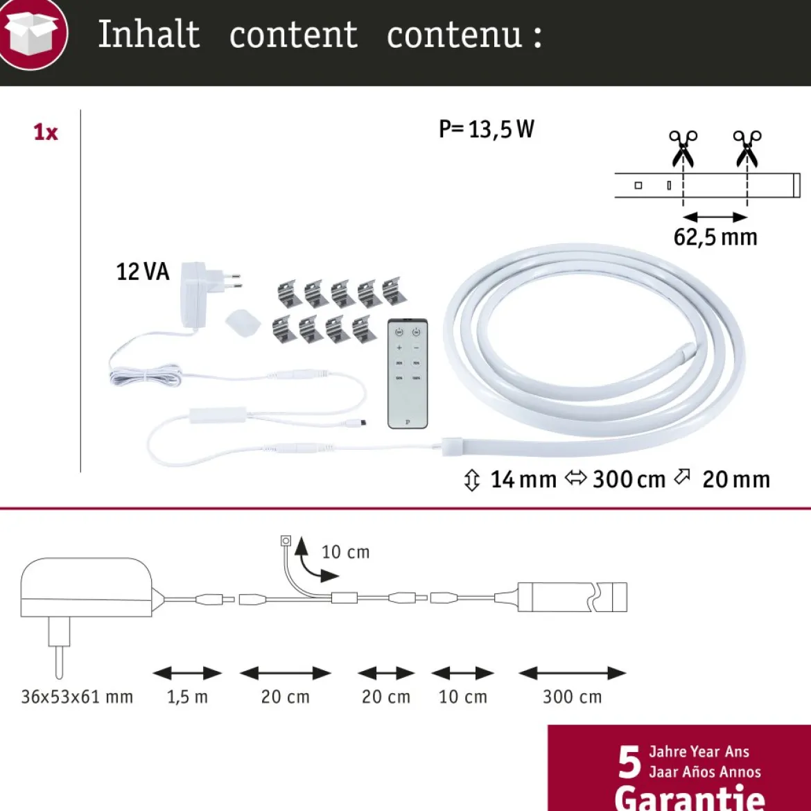Paulmann 79567 SimpLED LED Strip Delta Komplettset 3m 3000K beschichtet