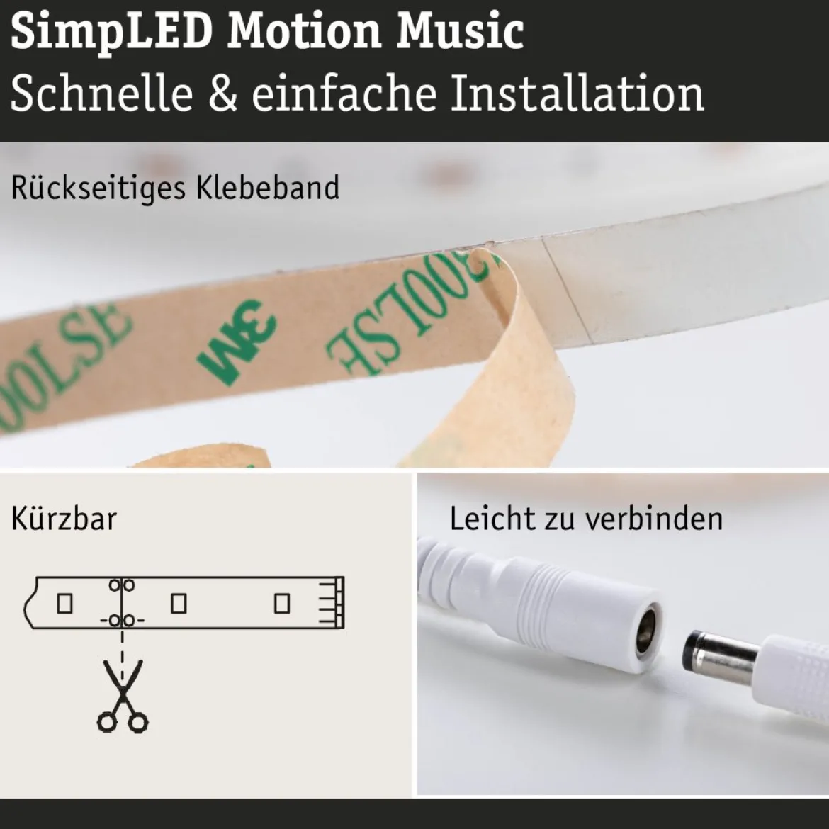 Paulmann 79563 SimpLED RGBIC Motion Music Komplettset 3m RGB beschichtet