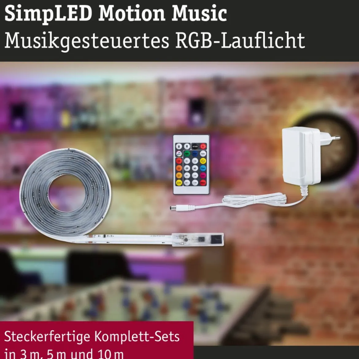 Paulmann 79563 SimpLED RGBIC Motion Music Komplettset 3m RGB beschichtet