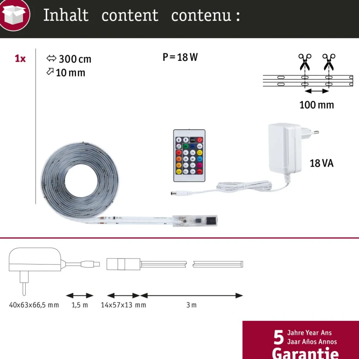 Paulmann 79563 SimpLED RGBIC Motion Music Komplettset 3m RGB beschichtet