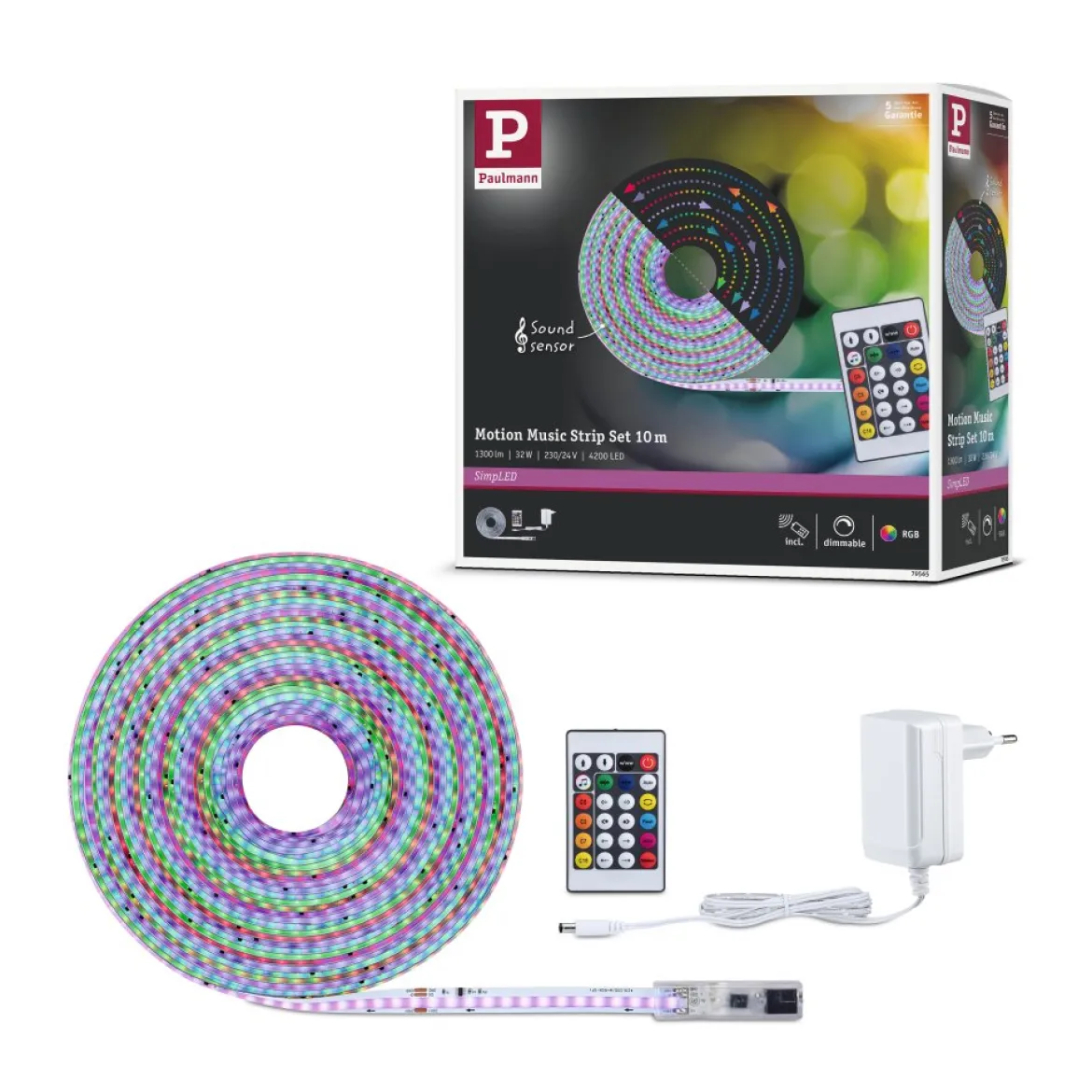 Paulmann 79565 SimpLED RGBIC Motion Music Komplettset 10m RGB beschichtet