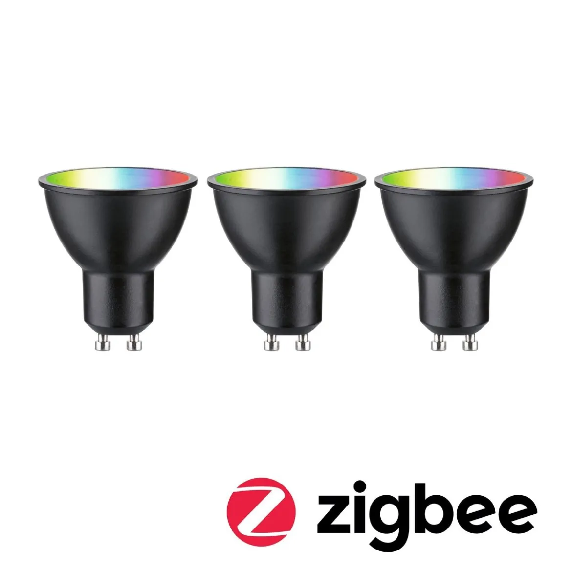 Paulmann 29153 Smart Home Zigbee LED Reflektor 3er-Pack GU10 350lm RGBW Schwarz