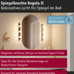 Paulmann 80096 Spiegelleuchte Regula II 3-flammig E14 Chrom IP44