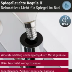 Paulmann 80098 Spiegelleuchte Regula II 4-flammig E14 Chrom IP44
