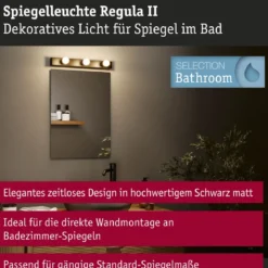 Paulmann 80097 Spiegelleuchte Regula II 3-flammig E14 Schwarz IP44